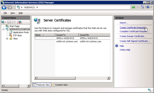 ایجاد CSR: ورود به بخش Server Certificates