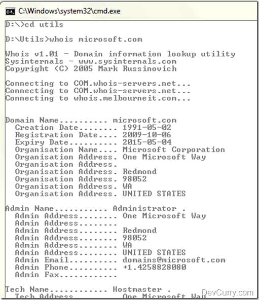 Whois گرفتن از دامنه با خط فرمان ویندوز