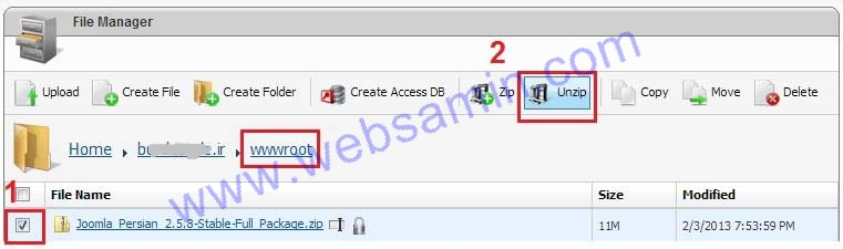 خارج کردن فایل zip جوملا از حالت فشرده