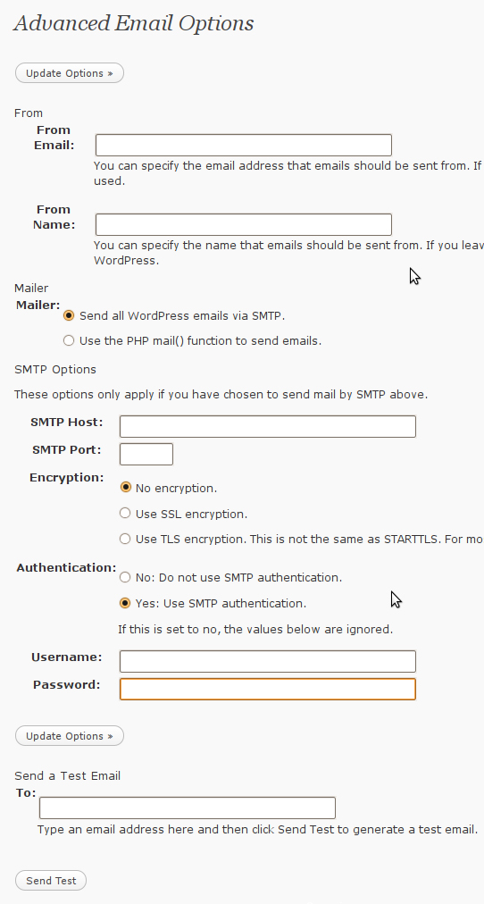 محیط تنظیمات افزونه wp-mail-smtpمحیط تنظیمات افزونه wp-mail-smtp